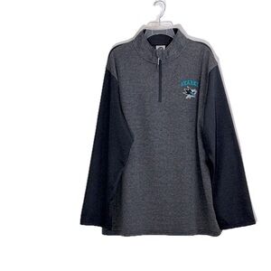 NHL San Jose Sharks Gray Long Sleeve 1/4 Zip Pullover Sweatshirt Mens XL 46/48